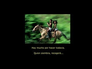 Hay mucho por hacer todavia.

 Quien siembra, recogerà...
 