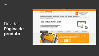 Dúvidas
Página de
produto
 