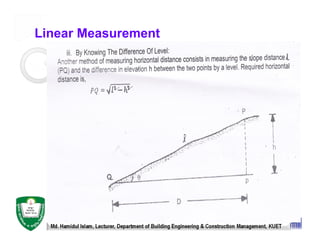 Linear Measurement
Md. Hamidul Islam, Lecturer, Department of Building Engineering & Construction Management, KUET
 