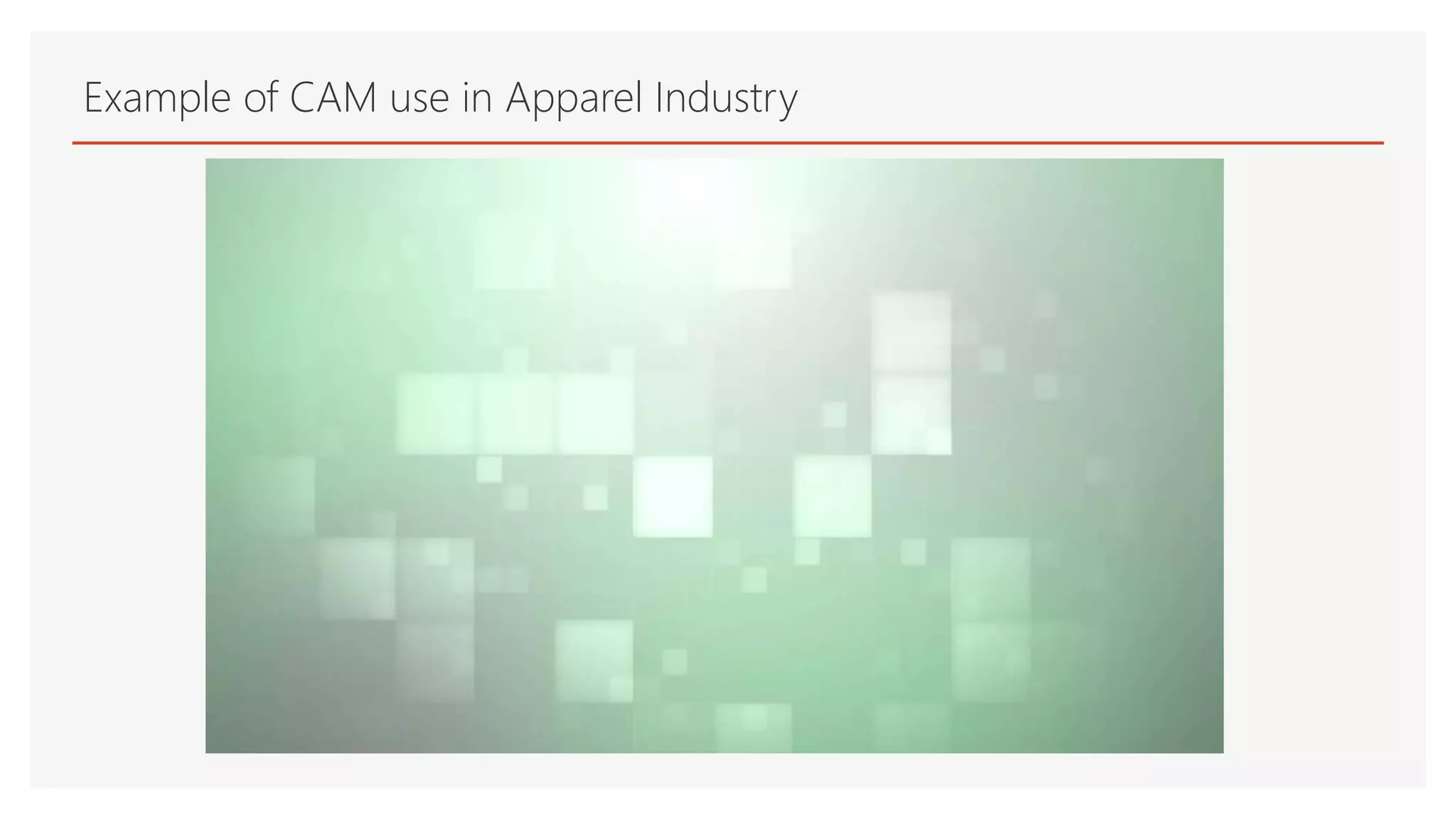 Example of CAM use in Apparel Industry
 