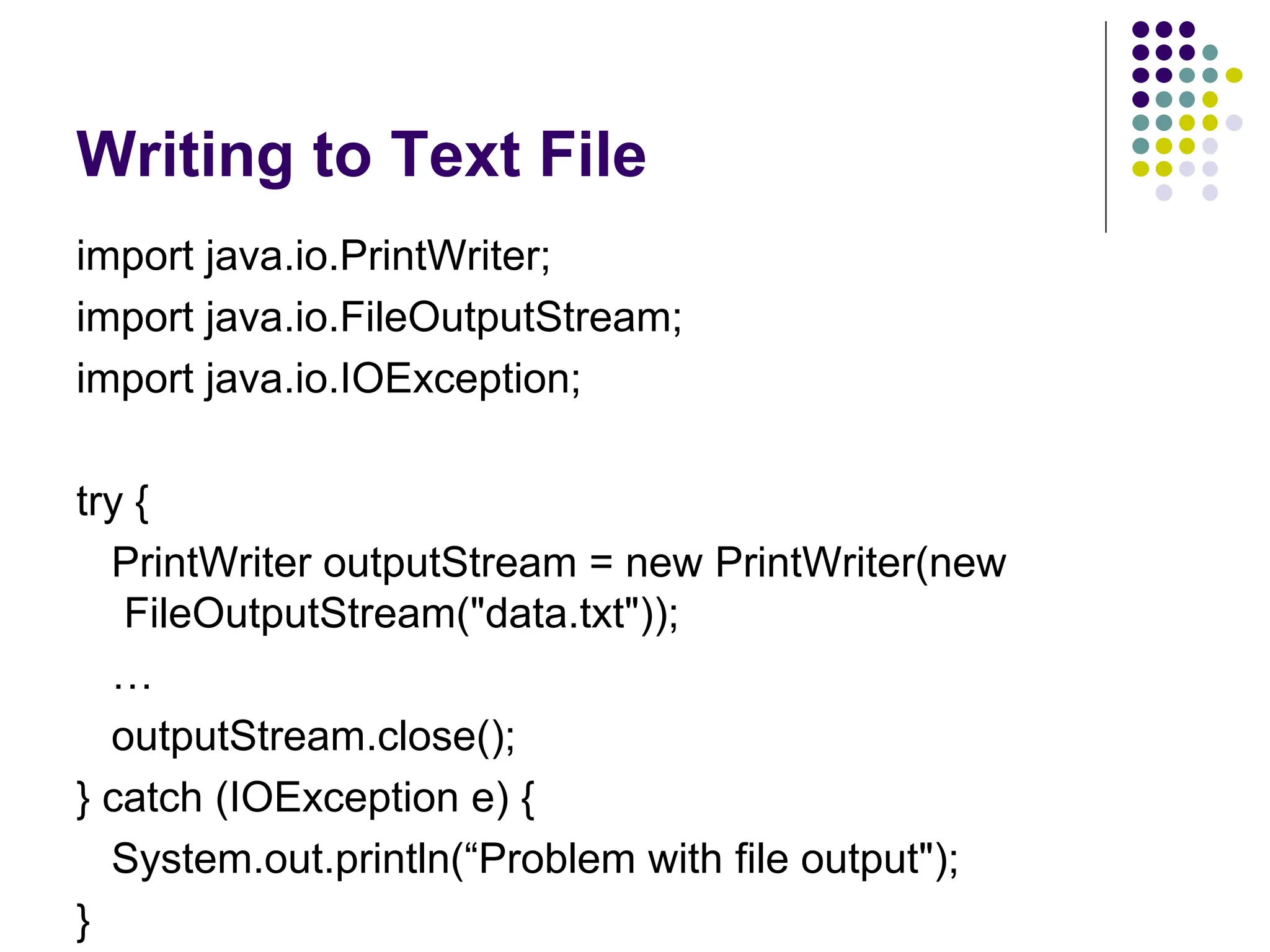 File Input and Output in Java Programing language | PPT