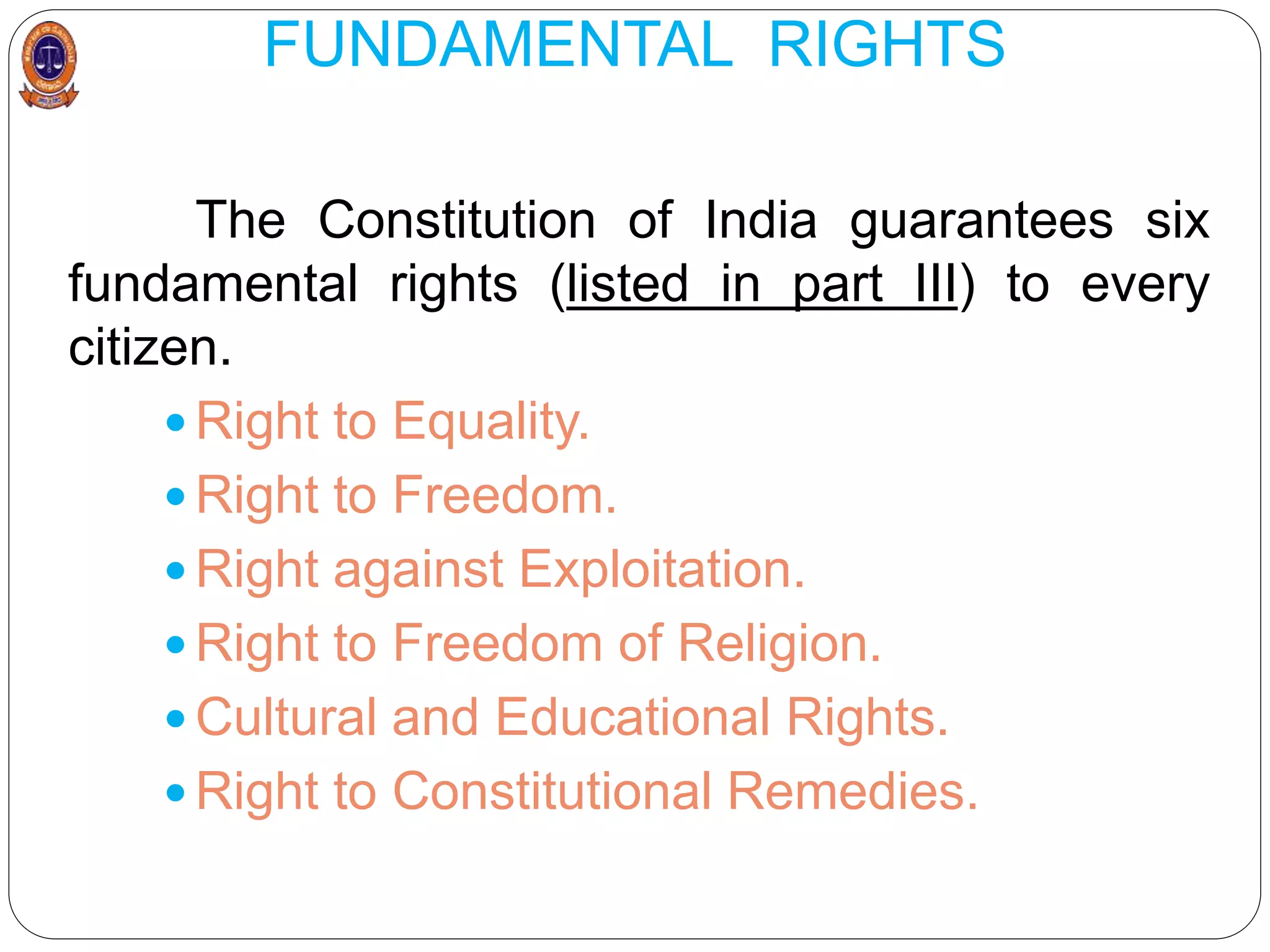 Constitutional Rights In India L 11 indian constitution of india | PPTX