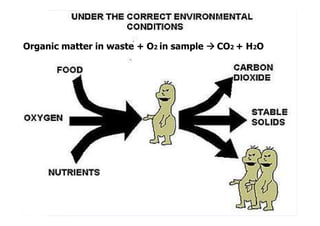 Organic matter in waste + O2 in sample CO2 + H2O
 