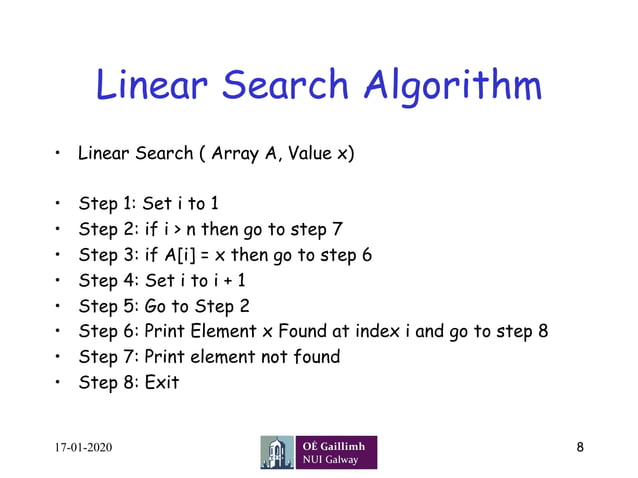linear search and binary search | PPT