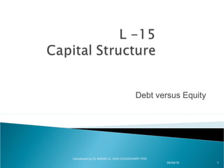 Debt versus Equity
04/30/18
Developed by Dr IKRAM UL HAQ CHOUDHARY PhD
1
 