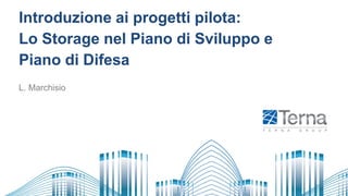 Introduzione ai progetti pilota:
Lo Storage nel Piano di Sviluppo e
Piano di Difesa
L. Marchisio
 