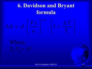 6. Davidson and Bryant
formula

Vs 
h  d .

 u 

1 .4


T 
. 1 

Ts 


Where,
Ts-Ta= T
Prof S S Jahagirdar, NKOCET

13

 