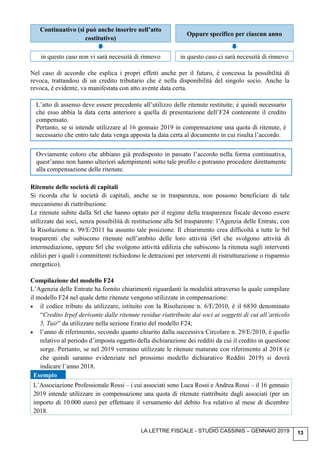 Lettera compensazione crediti e debiti commerciali