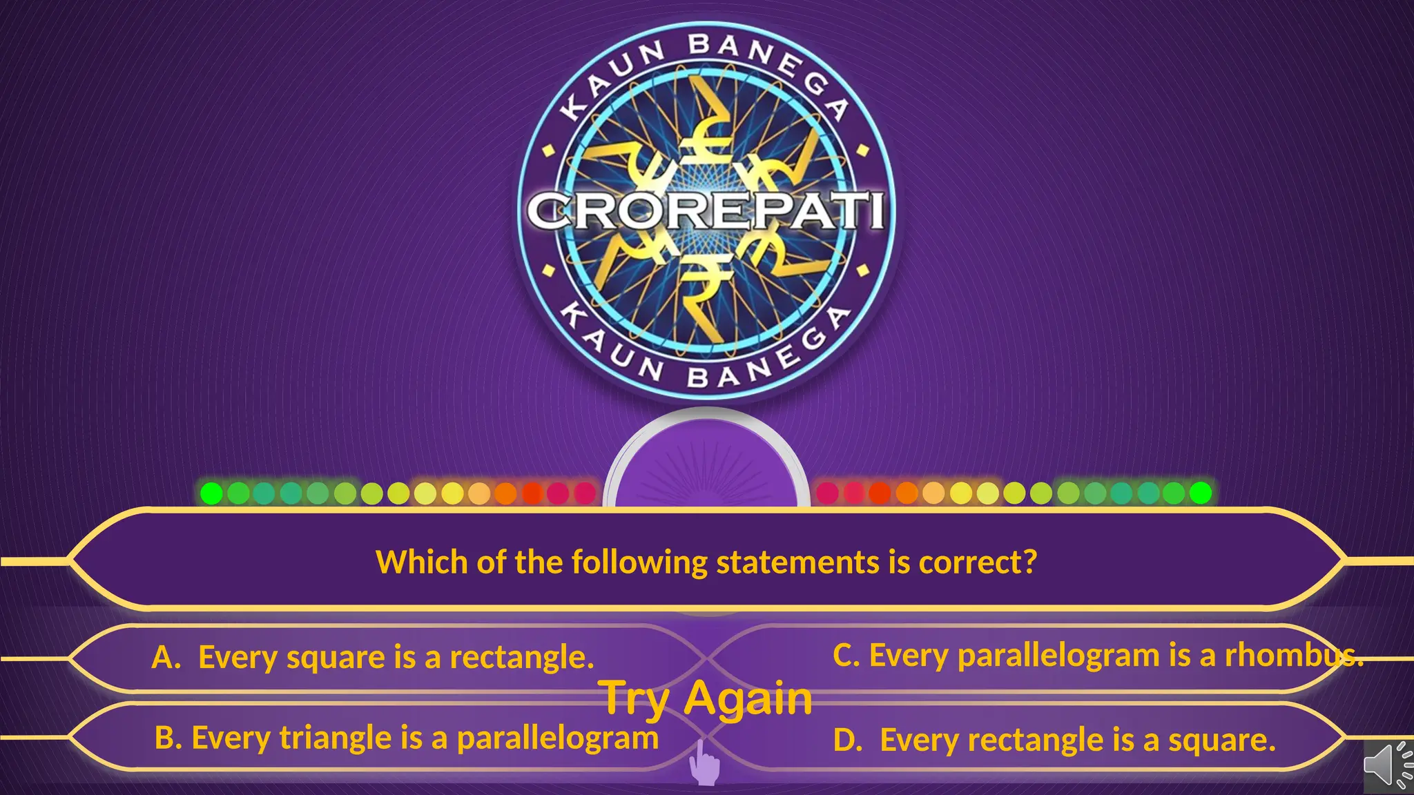 A KBC GAME ON TOPIC OF QUADRILATERAL AND OTHER SHAPES LIKE TRIANGLE | PPTX