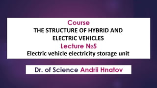 THE STRUCTURE OF HYBRID AND
ELECTRIC VEHICLES
Electric vehicle electricity storage unit
 