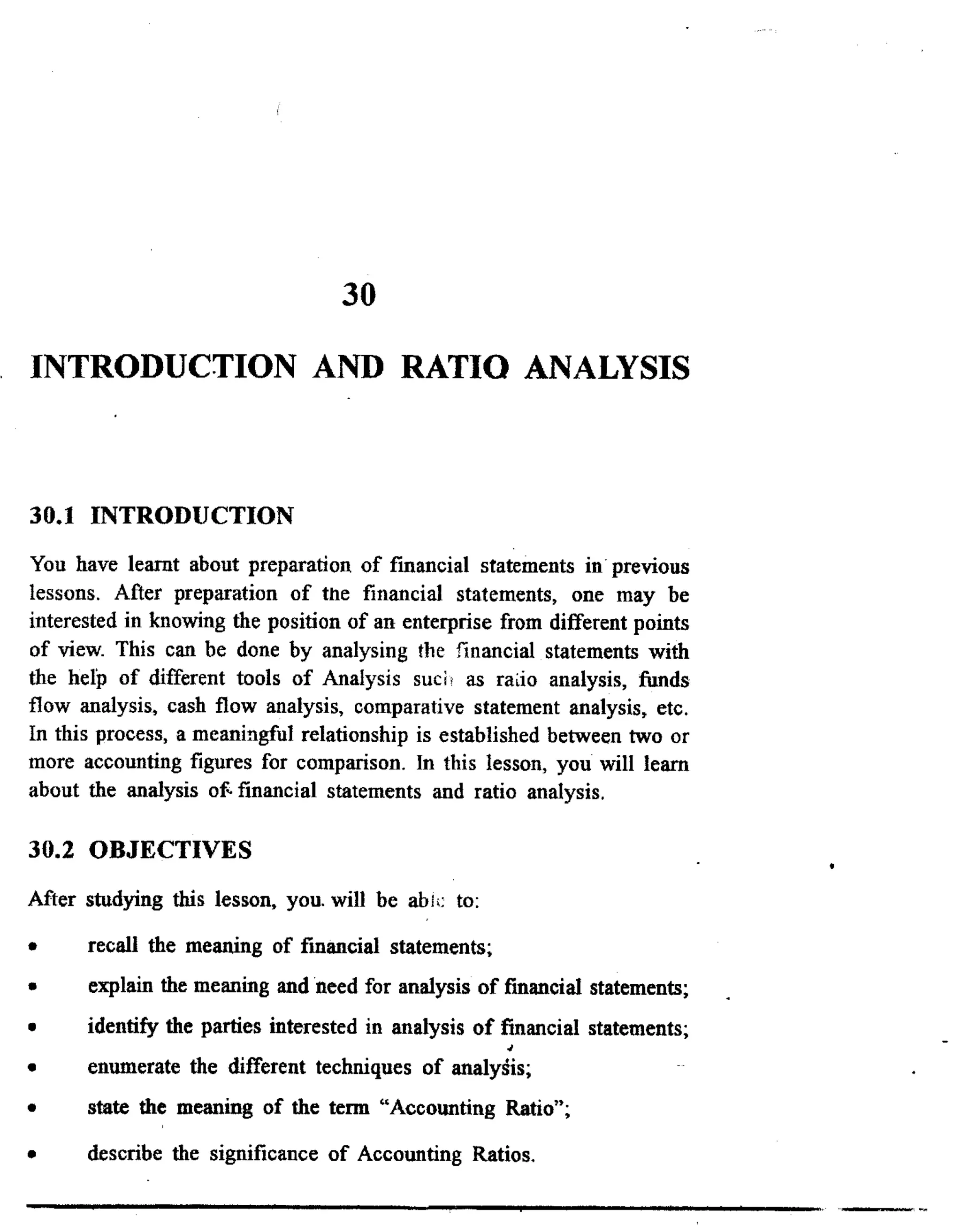 L 30 introduction and ratio analysis | PDF