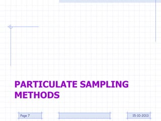 Particulate Sample Collection Methods L 35 final | PDF