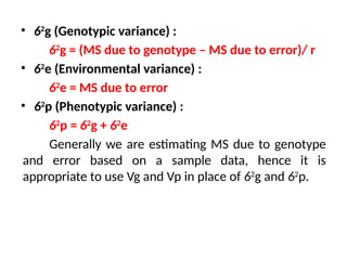 phenotypic coefficient of variation, genotypic coefficient of variation ...