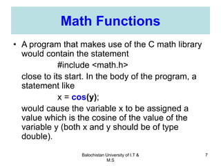Math Functions in C Scanf Printf | PPT | Programming Languages | Computing