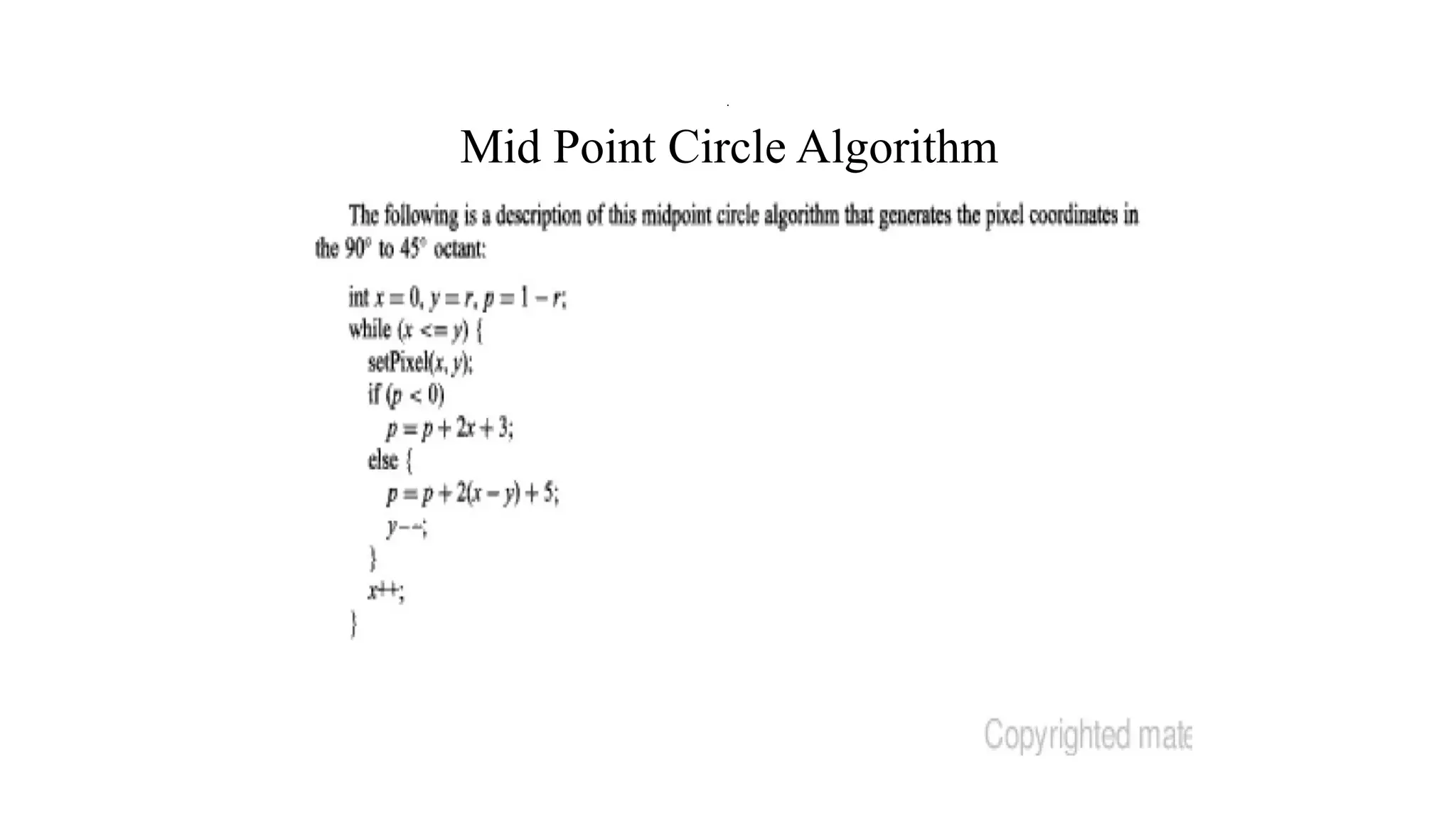 Mid Point Circle Algorithm
.
 