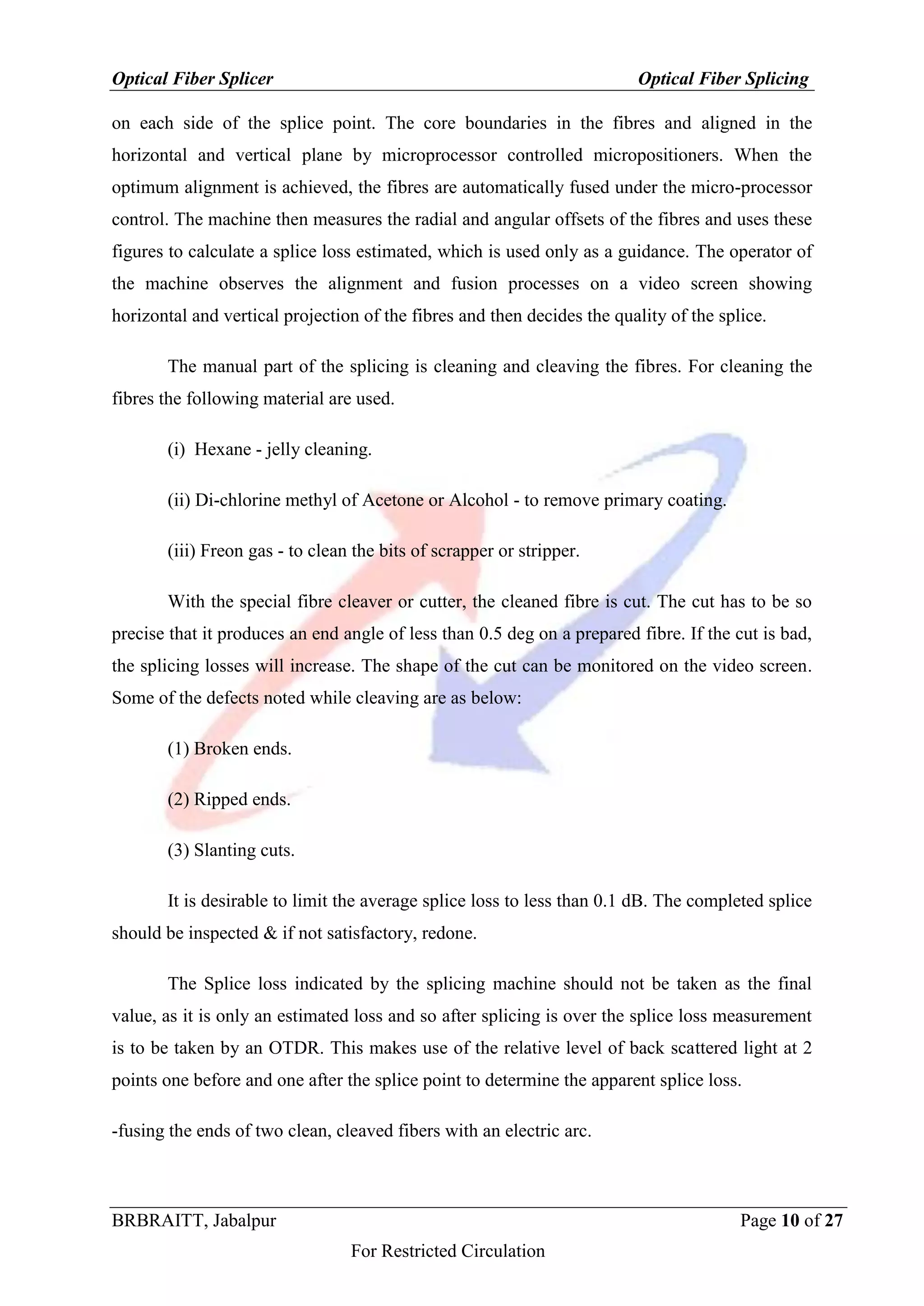 Splicing of optical fiber PDF