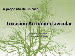 Luxación Acromio-clavicular Joaquín Hortal Carmona FEA Urgencias HAR Guadix A propósito de un caso… 