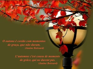 L'automne c'est cousu de moments de grâce, qui ne durent pas. (Janine Boissard) O outono é cosido com momentos de graça, que não duram. (Janine Boissard) 
