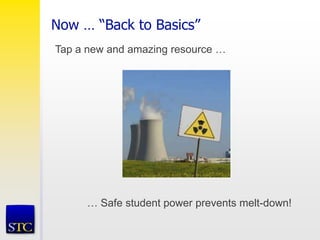 Now … “Back to Basics”
Tap a new and amazing resource …
… Safe student power prevents melt-down!
 