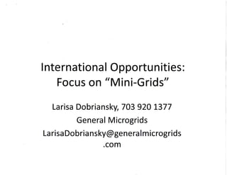 International Focus on Microgrids
