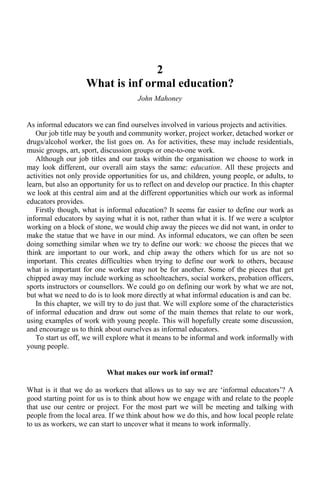 Engage Informally L. Richardson Principles and Practice of Informal Education Learning ...