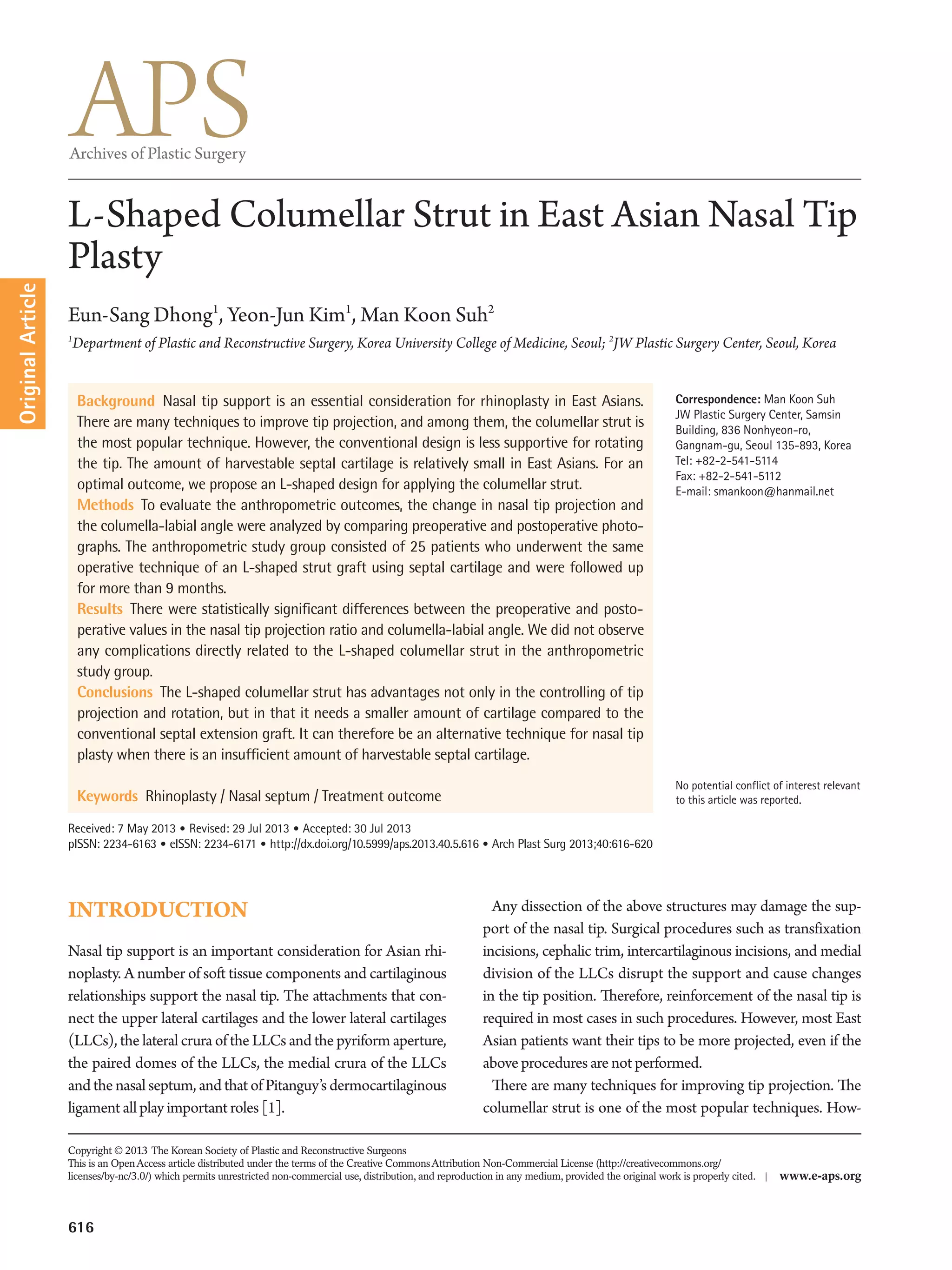 Columnellar L shaped columellar strut in asian nose(asian rhinoplasty) | PDF