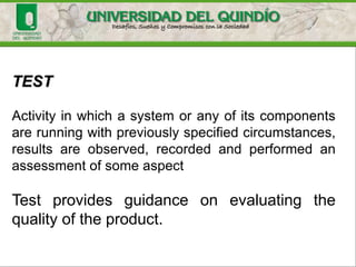 CRITICAL RELEASING OCT. 2013!
ISO 29119
It groups some of the most relevant ISO's for this area, such
as: IEEE Std. 829, Software Test Documentation, IEEE Std
1008, Software Unit Testing, IEEE Std 1012-1998 Software
Verification and Validation, IEEE Std 1028-1997 Software
Reviews, ISO/IEC 12207, Software Life Cycle Processes,
ISO/IEC 15289, System and Software Life Cycle Process
Information Products y ISO/IEC TR 19759, Guide to the
Software Engineering Body of Knowledge.
 
