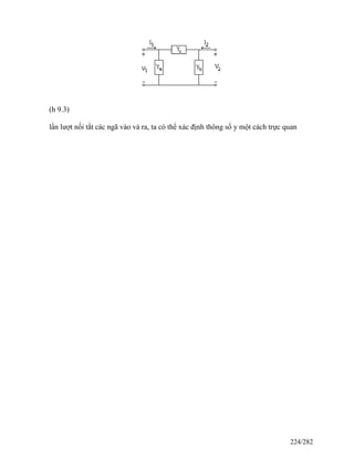 (h 9.3)
lần lượt nối tắt các ngã vào và ra, ta có thể xác định thông số y một cách trực quan
224/282
 