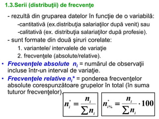 Date elementare si sistematizarea lor - statistica
