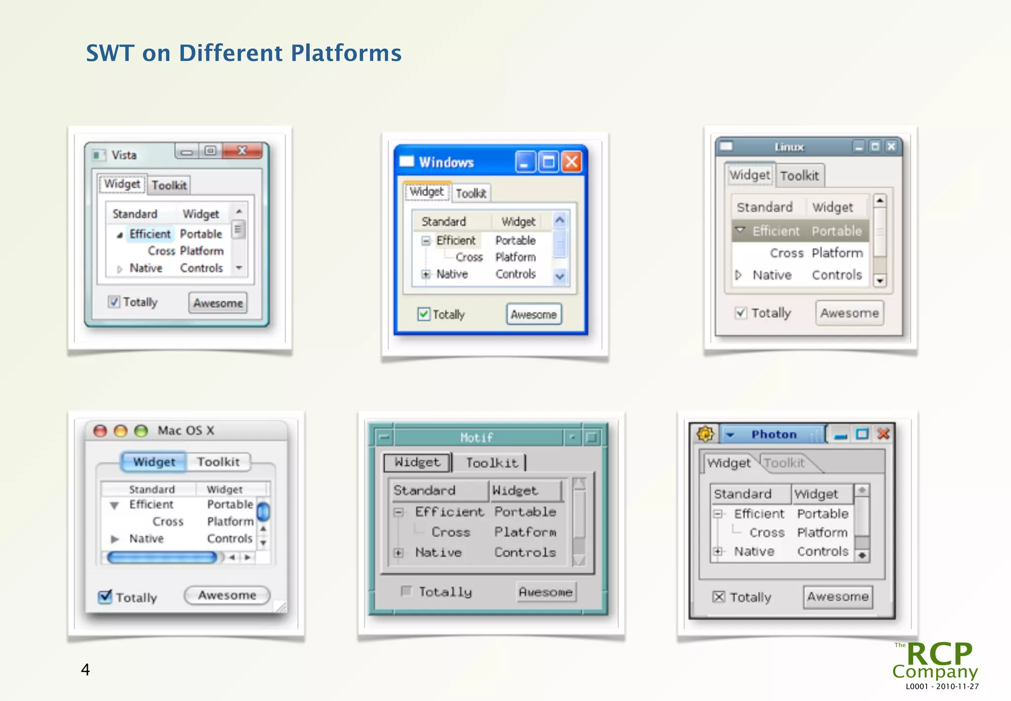 SWT on Different Platforms




4
                             L0001 - 2010-11-27
 