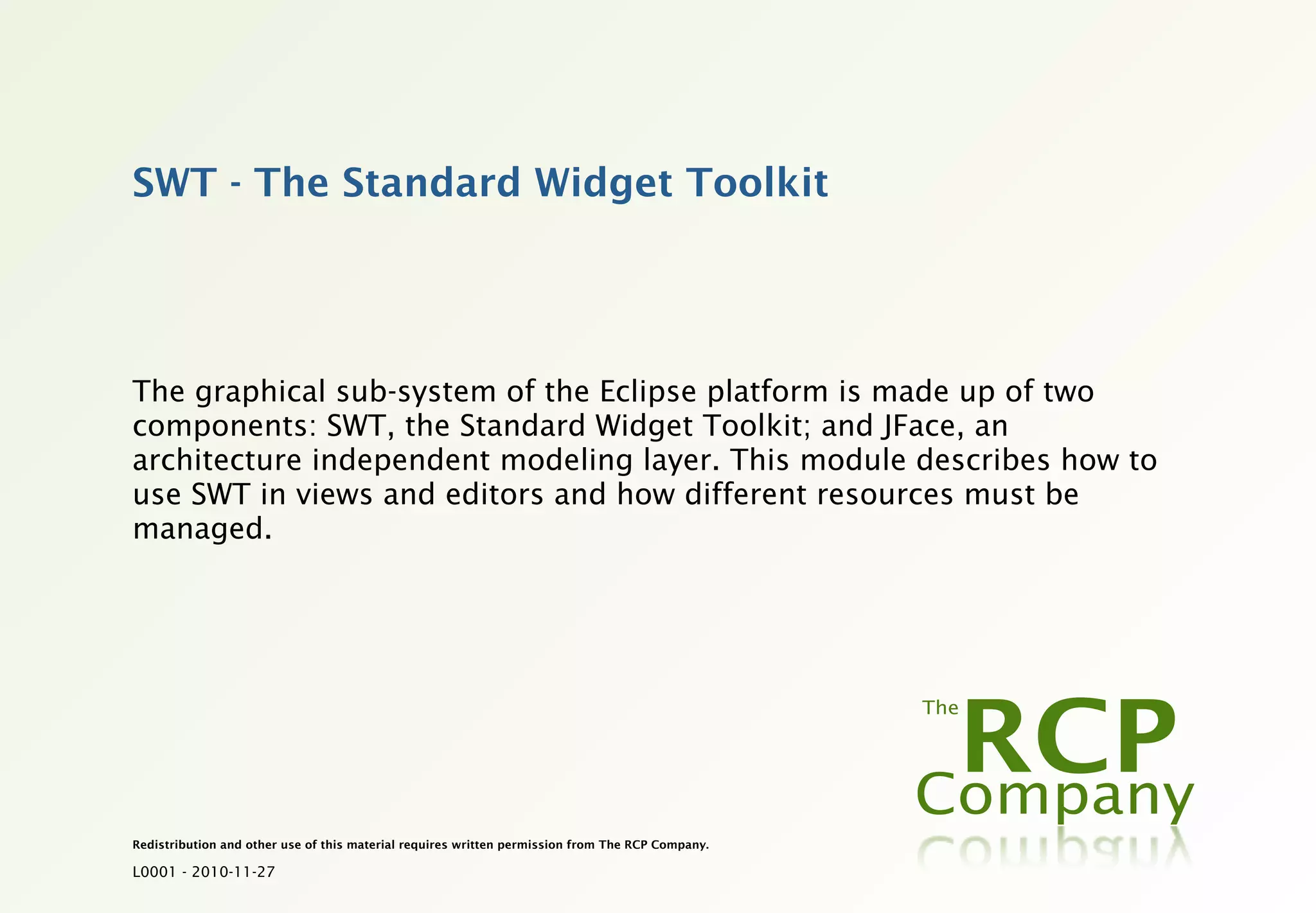 L0018 SWT The Standard Widget Toolkit PPT