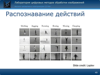 Распознавание действий Slide credit: Laptev 