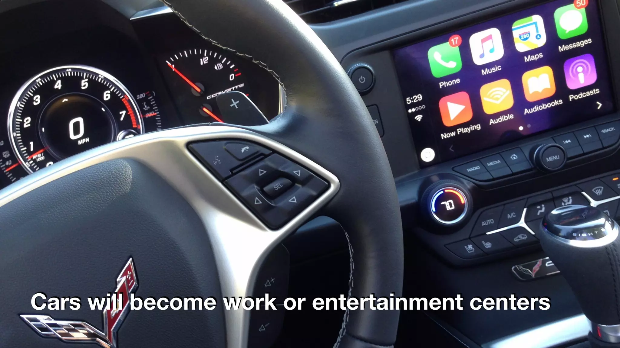 Cars will become work or entertainment centers
 