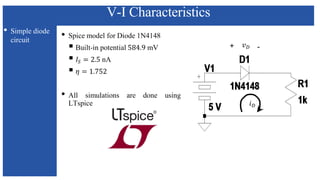 V-I Characteristics
• Simple diode
circuit
+ -
 