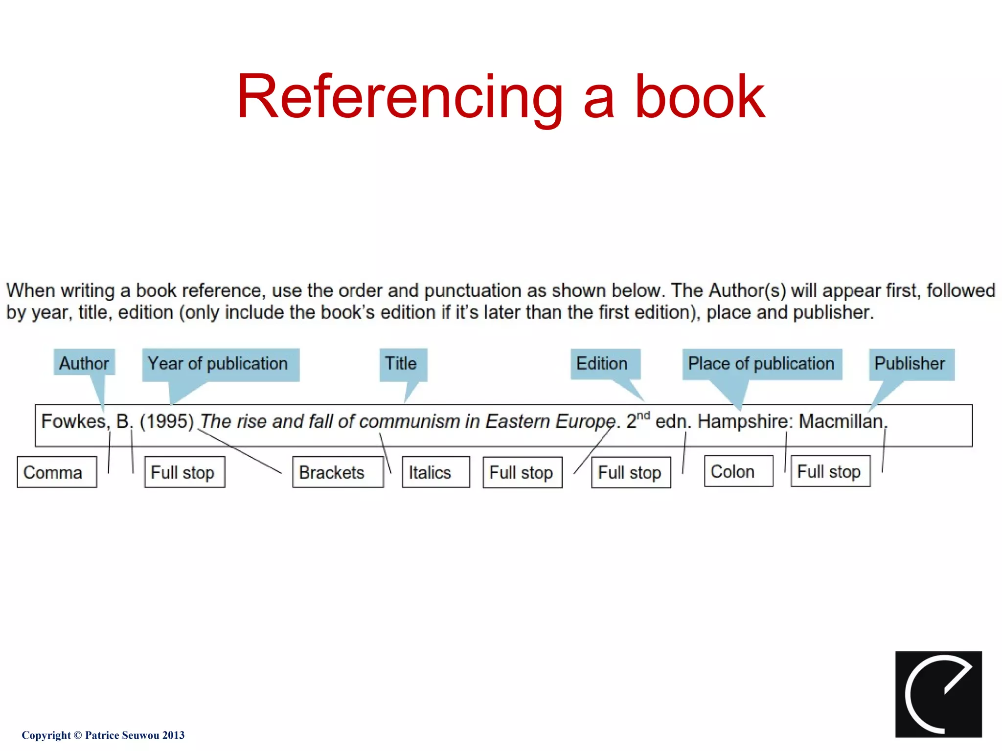 Referencing a book




Copyright © Patrice Seuwou 2013
 