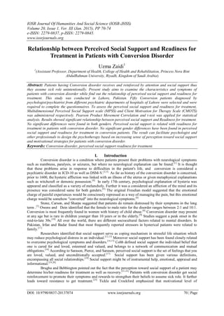 Relationship between Perceived Social Support and Readiness for ...