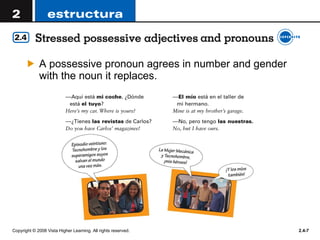 A possessive pronoun agrees in number and gender with the noun it replaces.  