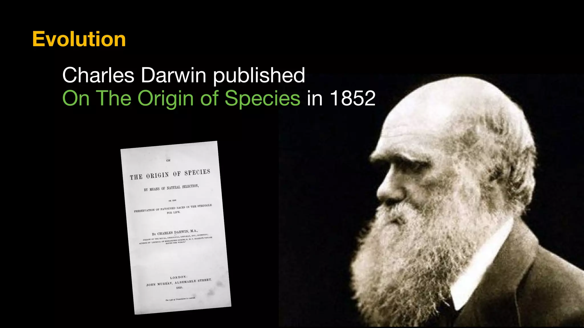 Charles Darwin published

On The Origin of Species in 1852
Evolution
 