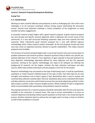 Summary - Lecture 2: Research Proposal Development | PDF
