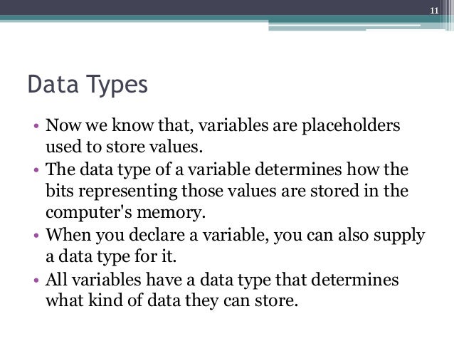 COM1407: Variables and Data Types