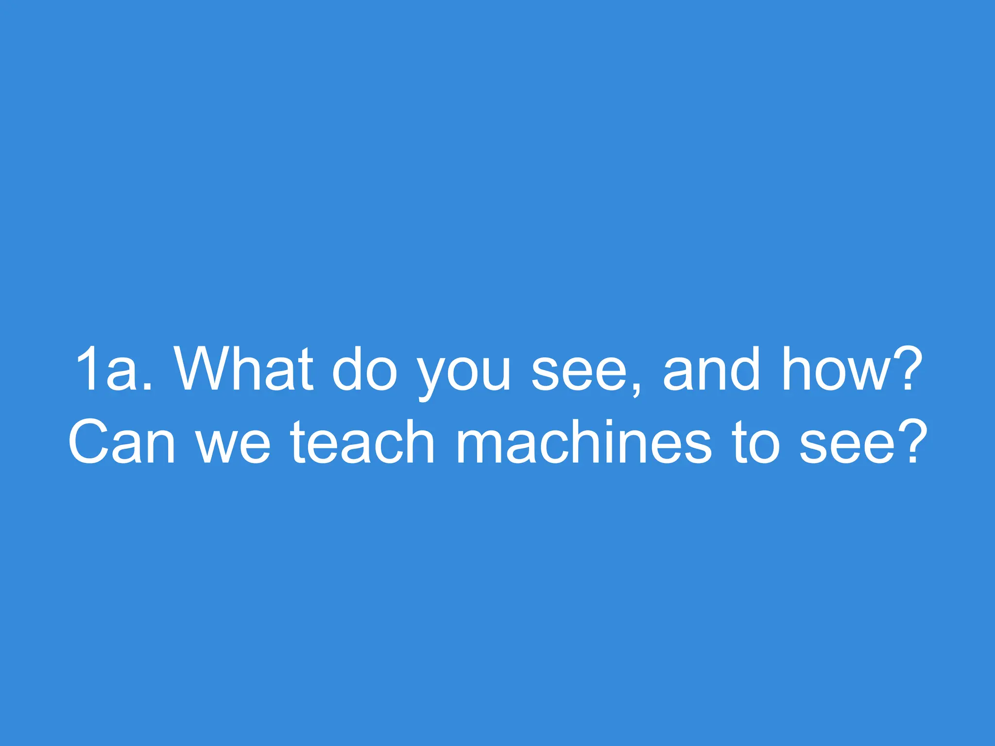 1a. What do you see, and how? Can we teach machines to see? 
