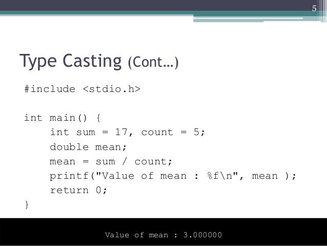 COM1407: Type Casting, Command Line Arguments and Defining Constants