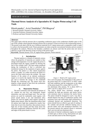 Thermal Stress Analysis of a Speculative IC Engine Piston using CAE ...