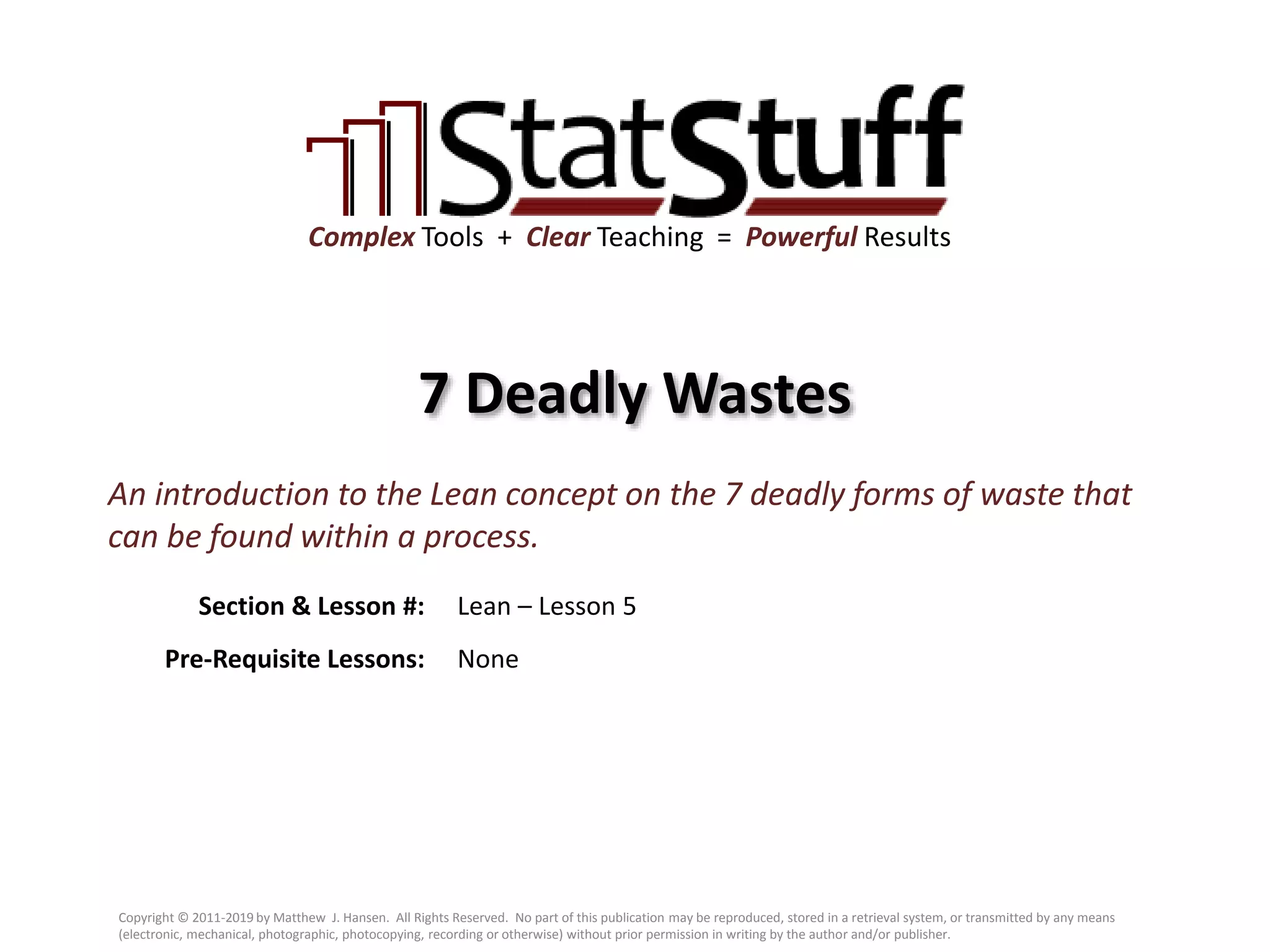 7 Deadly Wastes with Matt Hansen at StatStuff