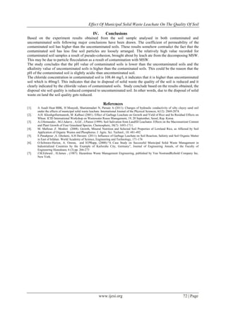 Effect of Municipal Solid Waste Leachate on the Quality of Soil | PDF