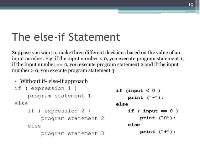 COM1407: Program Control Structures – Decision Making & Branching