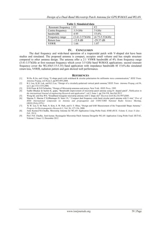 Design of a Dual-Band Microstrip Patch Antenna for GPS,WiMAX and WLAN | PDF