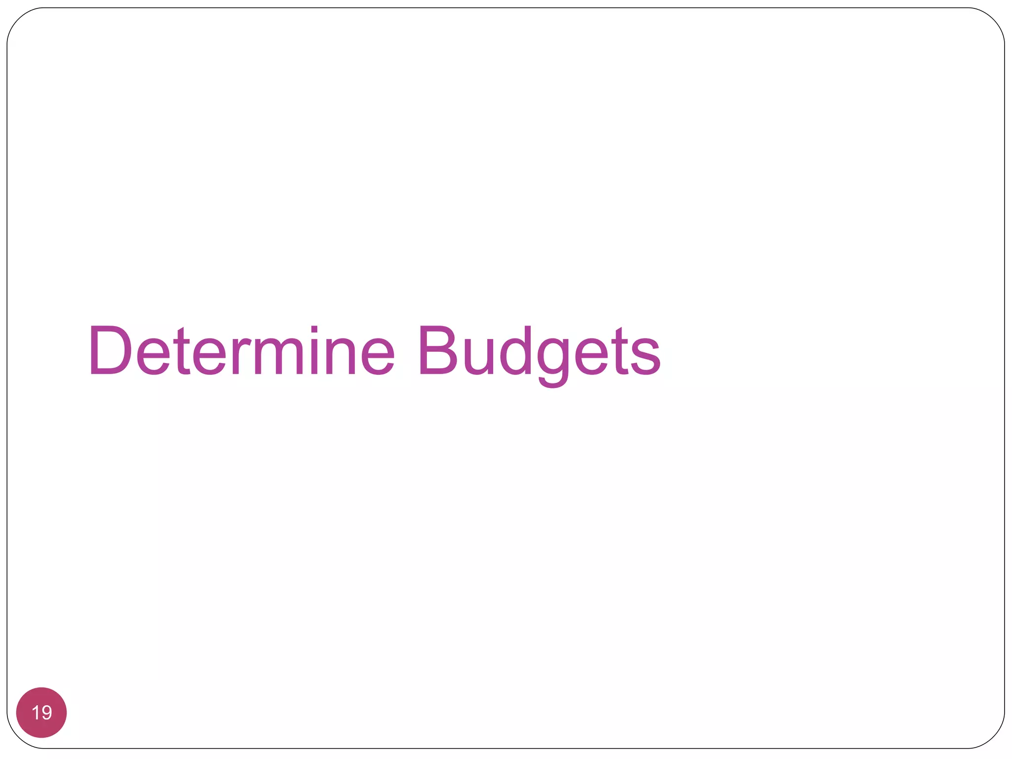 Determine Budgets 