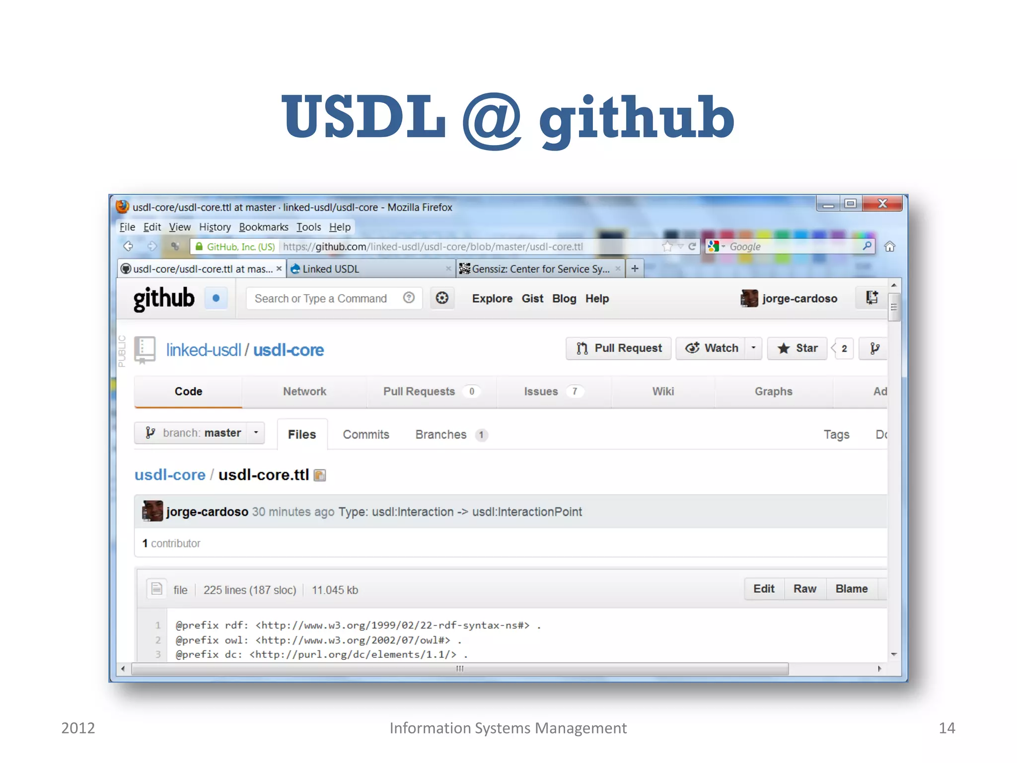 USDL @ github




2012      Information Systems Management   14
 