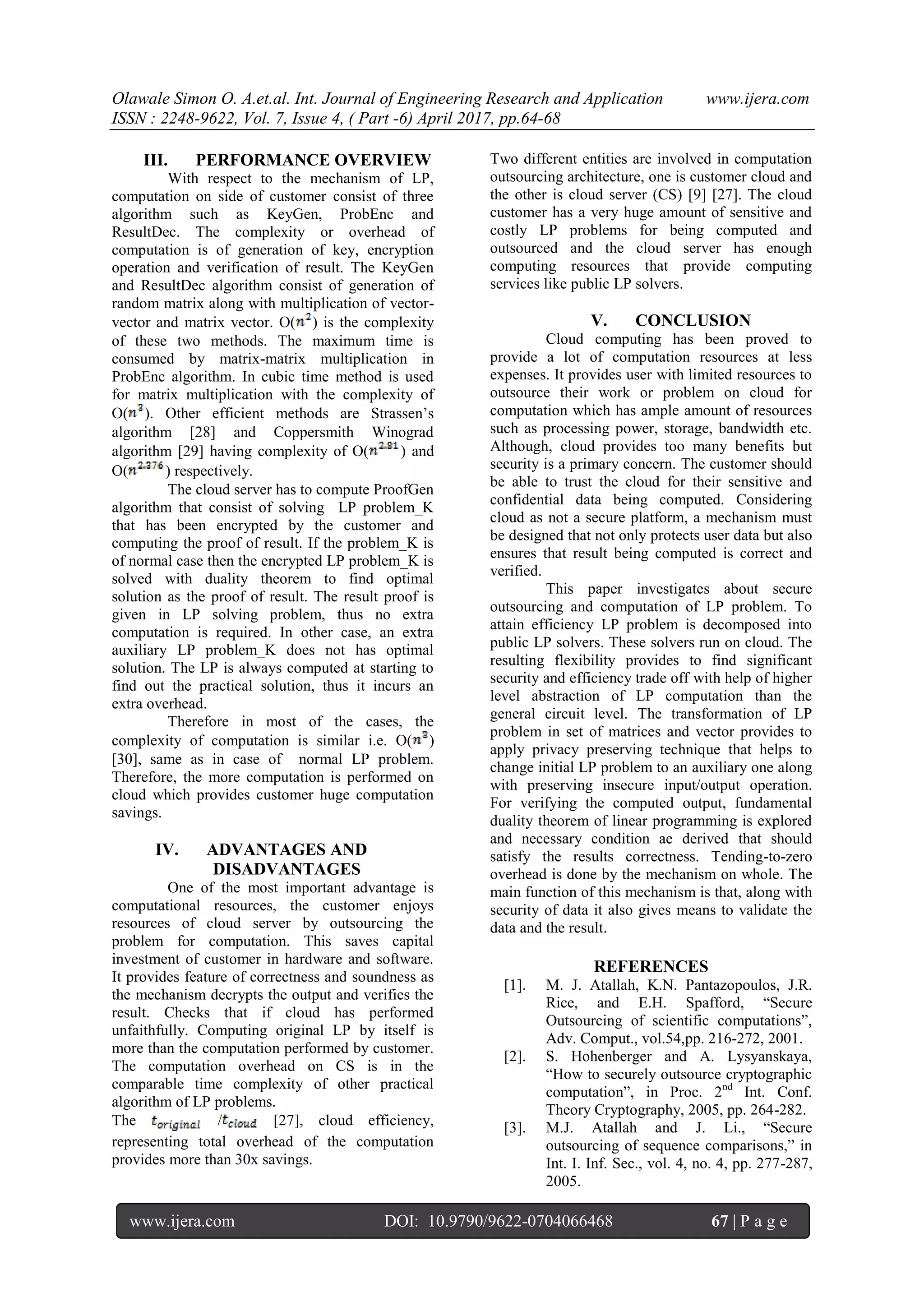 Secure Outsourcing of Linear Programming in Cloud Computing Environment ...